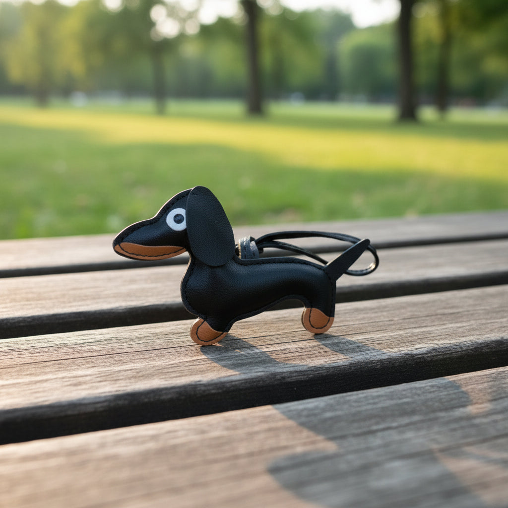 Un teckel sur un banc. Image