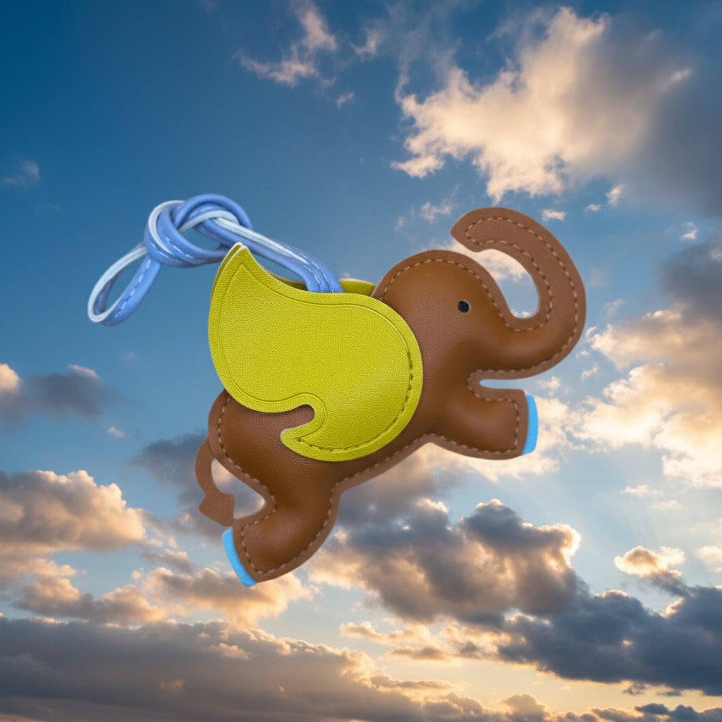 Un éléphant ailé vole dans un ciel bleu Image