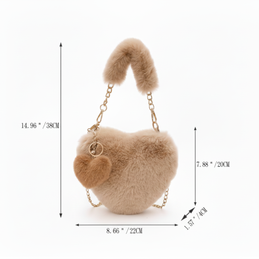 Sac cœur fausse fourrure 💝