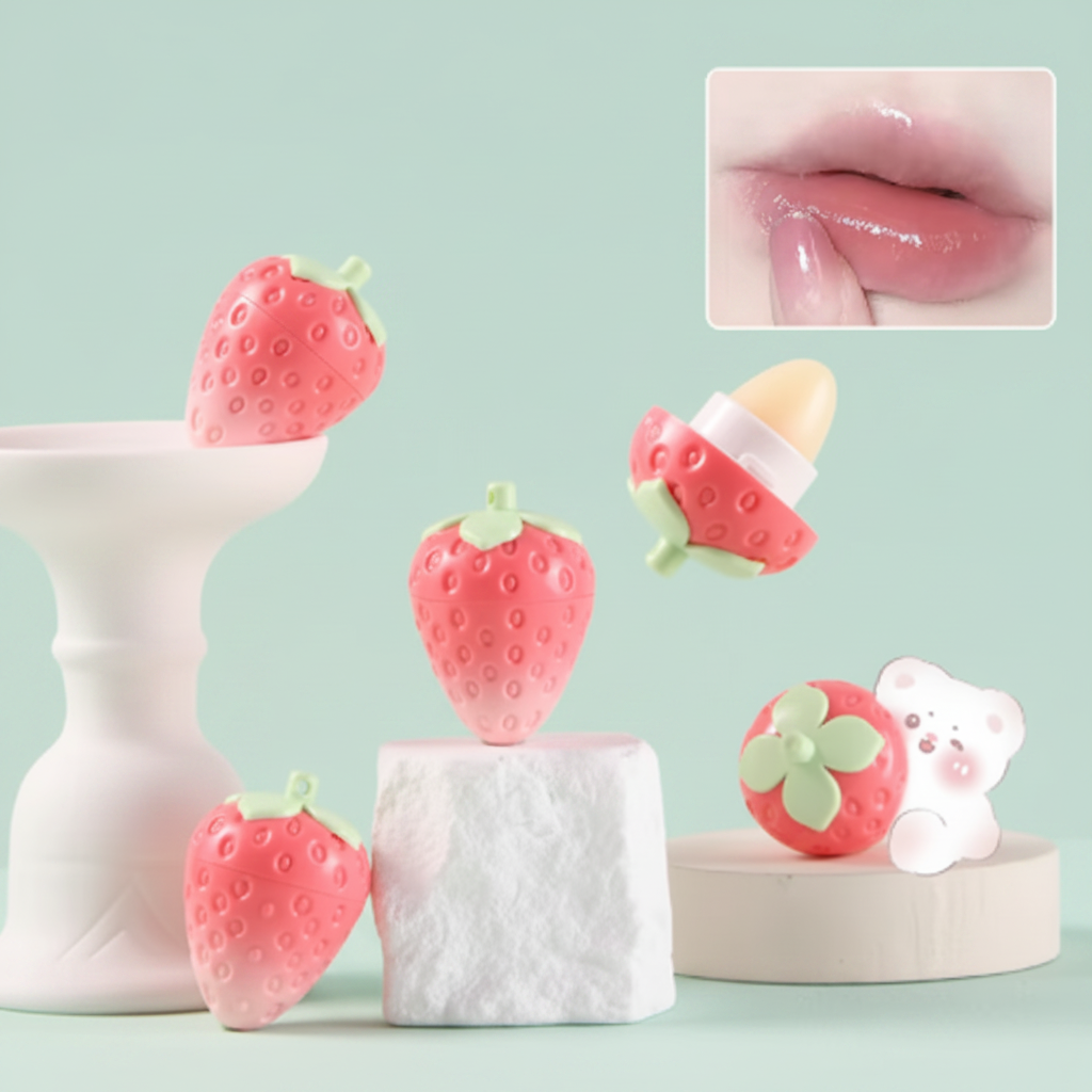 Porte-clés fraise baume à lèvres magique 🍓