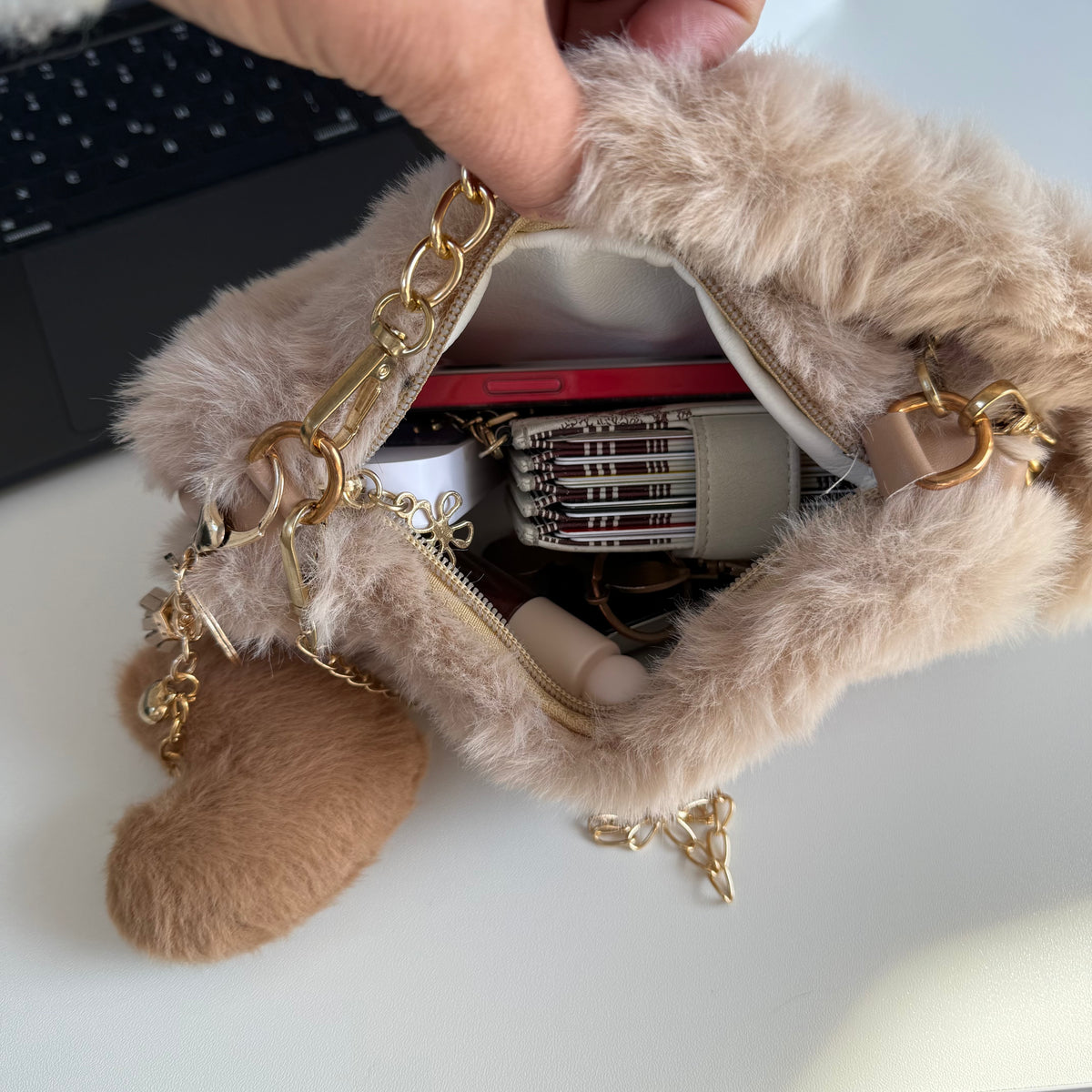 Sac cœur fausse fourrure 💝